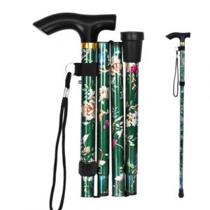 Bâton de Marche, Canne de Marche Pliable Femme Canne de Marche Facile Réglable Canne de Marche Fleur Canne Télescopique en Alliage Daluminium Bâton Pliable pour Les Plus âgés Canne Extensible (Xinyujiaolonglingkejiyouxiangongsi, neuf)