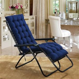 Highdi Coussin de Chaise Longue Jardin Exterieur, Coussin Bain de Soleil, Couleur Unie Matelas Transat Pliable épais avec Sangles antidérapantes pour Terrasse Plage (Bleu Marine,53x150cm) (Highdi, neuf)