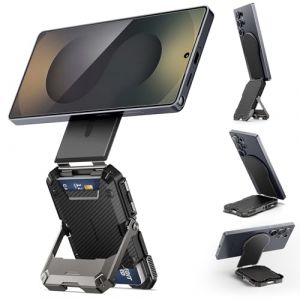 SUPCASE Portefeuille Magsafe avec Support [Anneau Magn&eacute;tique Inclus] [Maintien 5 Cartes] [Support R&eacute;glable Tr&eacute;pied] Blocage RFID Porte-Cartes pour Samsung Galaxy S25 /S24/S23, iPhone 17/16/15, Carbon (SUPCASE & i-Blason Store, neuf)