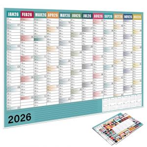 LEPZUR Calendrier 2026 Mural Calendrier Familial 2026 Au Format Calendrier 2026 Grand Calendrier Mensuel 20256 Calendrier De Bureau Mensuel Avec Autocollants De Date Pour La Planification (GloriseGO, neuf)