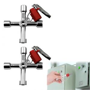 2 Pièces Clé Universelle 4 Voies Clé Triangle Universelle Clé pour Armoire de Commande,Clés,Clé Triangle Poubelle,Cle Carre,Clé Universelle en Croix pour Ascenseurs,Armoires Electriques,Vannes clé (UAB WSVLKE LT, neuf)