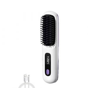Bellabrush Pro, Brosse à cheveux Bellabrush Pro, Lisseur à cheveux sans fil portable avec peigne chauffant, Lisseur ionique pour tous les types de cheveux(White) (SHFS, neuf)