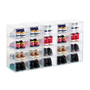 PAIDE P Boite Rangement Chaussures. Boite a chaussure transparente pour Baskets. Rangement chaussure pour le stockage. Tiroirs pour Chaussures. Exposant de Sneakers Organiseur. (20pcs Transparent) (FUDLONG SL, neuf)
