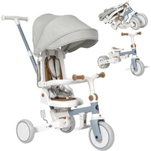 Olmitos - Tricycle &Eacute;volutif B&eacute;b&eacute; 5 en 1 - V&eacute;lo Enfant de 1 &agrave; 5 Ans - De Tricycle &agrave; V&eacute;lo avec ou sans P&eacute;dales - Adaptable et Transformable (Bleu) (Babymania, neuf)