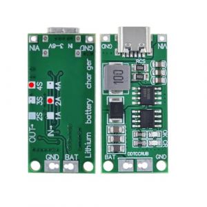 Hailege 2pcs Multi-Cell 2S 3S 4S 4S Step-Up Boost LiPo Polymère Li-ion Carte de charge USB-C à 8.4V 12.6V 16.8V (4S 2A) 7.4V 11.1V 14.8V 18650 Module d’amplification de batterie au lithium Type C (Hailege, neuf)