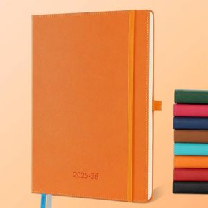 IN-LUXPRO Agenda semainier 2025 2026, au format A4 (29 x 21,7 cm), au format A4, en cuir végétalien et pages de notes, format A4 (29 x 21,7 cm), avec cuir végétalien et pages de notes, couleur orange. (Saimoul, neuf)