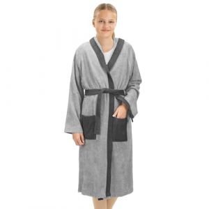 HOMELEVEL Peignoir bain enfant - Robe sortie de bain en coton avec capuche poches et ceinture - Peignoir de bain fille gar&ccedil;on douche plage piscine (SX-Commerce, neuf)