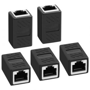 AXFEE Coupleur RJ45, 5 Pi&egrave;ces Ethernet Raccord, Connecteur Cat7, Cat6, Cat5, Cat5e Compatible Avec C&acirc;bles R&eacute;seau Femelle Vers Femelle (Noir) (Ouuze, neuf)