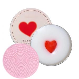 Savon nettoyant en profondeur, nettoyant doux pour outils cosm&eacute;tiques, 8,9 x 6,9 cm, savon de maquillage avec mousse rapide, barre de nettoyage &agrave; l'huile v&eacute;g&eacute;tale, accessoire de beaut&eacute; avec design (luoheshizuopanwenhuachuanboyouxiangongsi, neuf)
