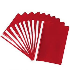 Netuno 10x chemise à lamelle rouge A4 dossier rapide chemise à levier en plastique classeur en plastique classeur rapide A4 chemise de présentation chemise avec couverture transparente (netuno, neuf)