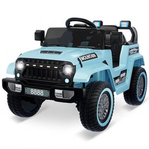 Voiture &eacute;Lectrique 12 V, t&eacute;l&eacute;Commande Parentale avec T&eacute;l&eacute;Commande 2.4G, Portes Ouvrables, Lecteur De Musique, Suspension &agrave; 4 Roues, Lumi&egrave;Res LED, Cadeau No&euml;l/Anniversaire, R&eacute;Sistant & S&eacute;Curis&eacute;(Bleu) (HomeLI, neuf)