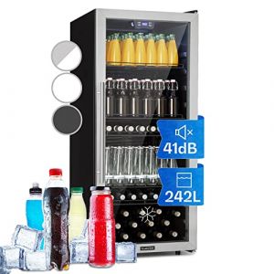 Klarstein Mini Frigo de Chambre et Bureau pour Boisson, Petit Frigo Silencieux, Refrigerateur Mini Bar 242L, Petit R&eacute;frig&eacute;rateur Camping, &Eacute;tag&egrave;res R&eacute;glables pour le Vin, Cannette, Beer Fridge (Klarstein France, neuf)