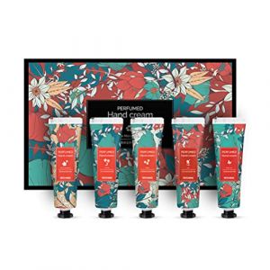 RUSTOO Coffret cadeau crème pour les mains,comprend 5 parfums:fleur de cerisier,thé vert,lys blanc,petite marguerite,freesia,nourrir et hydrater en profondeur mains sèches,cadeaux Noël femme (lanjuanzhang-EU, neuf)