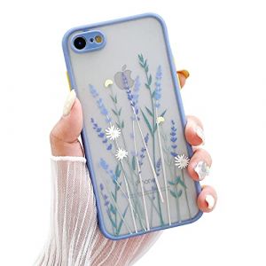ZTUOK Compatible avec iPhone 7/8/SE 2022/SE 2020 Housse, motif fleuri Design fin, protection en PC dur &agrave; l'arri&egrave;re avec bord en TPU souple r&eacute;sistant aux chocs pour iPhone 7/8/SE 2/SE 3 (Violet) (ZTUO-UK, neuf)