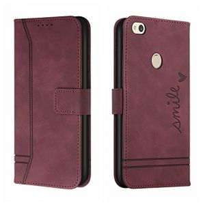 Bravoday Coque pour Huawei P8 Lite 2017 / P9 Lite 2017, Etui Cuir avec Magnetique, Flip Pochette Housse pour Huawei Nova Lite / GR3 / Honor 8 Lite Protection, Vin Rouge (Bravoday, neuf)