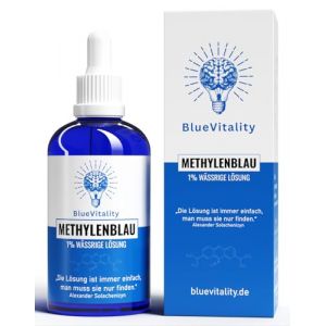 BlueVitality | 100 ml de solution de bleu de m&eacute;thyl&egrave;ne premium &agrave; 1% | Qualit&eacute; pharmaceutique | 100% pur USP | Made in Germany | Test&eacute; et certifi&eacute; en laboratoire ind&eacute;pendant | Vegan | Avec pipette (Vitality Solutions UG, neuf)
