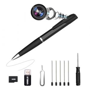 Camera Espion, Mini Camera Espion sans Fil avec Carte M&eacute;moire de 64 Go, 1080P HD Cam&eacute;ra Cach&eacute;e Stylo, Enregistrement Vid&eacute;o Prise de Photo, Loop Storage, Stylo Espion pour Int&eacute;rieur/Ext&eacute;rieur(Noir) (Bextgoo Direct FR, neuf)
