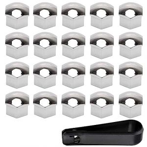 20 pi&egrave;ces Capuchons D'&eacute;crou de Roue pour Peugeot 607, Boulon Ecrou Couvercle, Hexagonal Couvre-&Eacute;crous de Pneu avec Ensemble d'outils de D&eacute;montage(17mm,Silver) (Taiyuanshiyingzequcongyaobaihuodian, neuf)