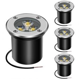 AHOTSUK Spot led ext&eacute;rieur encastrable 4 PACK 3W IP65 Spot Encastrable Led Terrasse Rond 300 Lumen Lampe d'&eacute;clairage de jardin ext&eacute;rieur, pour Jardin Chemin Cour Garage(blanc chaud) (AHSELLUK, neuf)
