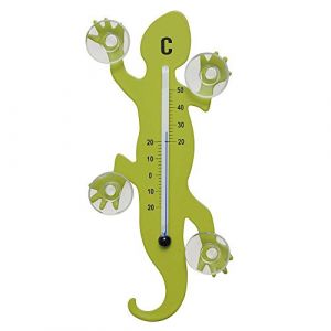 HAB & GUT - TG001 - Vert Clair - Thermomètre de fenêtre Gecko de métal, 14 cm avec 4 ventouses puissantes pour Fixation intérieure ou extérieure (HAB & GUT Design, neuf)