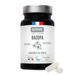 Bacopa Monnier - Hautement dos&eacute; 800mg d'extrait - Titr&eacute; &agrave; 20% de Bacosides - M&eacute;moire, Motivation & Gestion du Stress - 60 g&eacute;lules - Fabriqu&eacute; en France - Nutrivie (Abiocom, neuf)