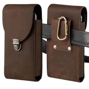 Hengwin Sac Banane en Cuir V&eacute;ritable pour Hommes, &eacute;tui de Ceinture pour T&eacute;l&eacute;phone Portable pour Samsung S25 S24 S23 S22 S21 S20 Ultra, &eacute;tuis pour S10 S9 Plus, Petit &eacute;tui pour Carte Smartphone (PofomedeEur, neuf)