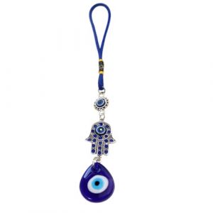 WUSJCOF Amulette contre le mauvais œil,œil bleu,décoration murale,décoration d'intérieur,protection,bénédiction,cadeau,perles de verre,pendentif pour la maison,talisman (bleu) (NAROU DUTEN, neuf)
