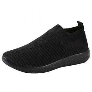 Basket Femme Jogging Chaussures Pieds Larges sans Lacets Sneakers Ete Mode Et Sport pour Chaussure Chic Confortable Orthopédique Baskets De Orthopedique Confort Compensee Été Femmes,B-Le Noir,43 (aodsko, neuf)