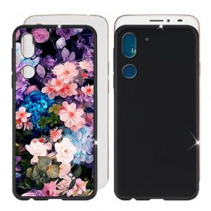 BUNALFaa Coque pour Doro 8062 (5.70"), 2 Case R&eacute;sistant Protection Aux Chutes et Aux Chocs Housse en TPU &Eacute;tui pour Doro 8062 - Noir+Grappes de Fleurs (XianFa, neuf)