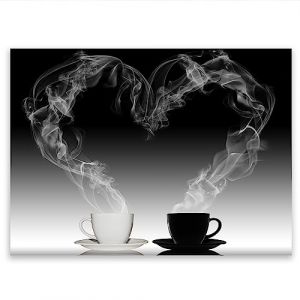 SMTDeco Protection plaque de cuisson, vitroc&eacute;ramique, verre tremp&eacute;, pour cuisini&egrave;res &eacute;lectrique, &agrave; induction,planche &agrave; d&eacute;couper 40x30 cm pi&egrave;ce unique motif "Caf&eacute;" noir (SMTDeco, neuf)