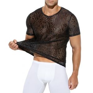 Casey Kevin Haut Sexy Homme, T-Shirt Resille, Tee Shirt Transparent Homme (Casey-Kevin, neuf)