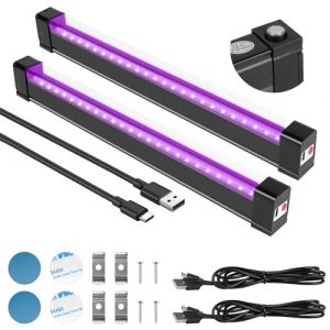 URAQT Tube LED Lumi&egrave;re Noire, 2pcs 5W Barre de Lumi&egrave;res UV, 24 Leds Tube/Barre Lumi&egrave;re Noire, 5V Rechargeable avec prise et interrupteur pour Halloween peinture corporelle Jeu de Lumiere Soiree Dj. (HAPPYSALLER, neuf)