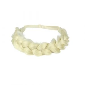 Serre-t&ecirc;te r&eacute;glable tress&eacute; extensible en cheveux synth&eacute;tiques dor&eacute;/marron/noir (Big 9) (WANGJZNB, neuf)