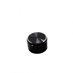 Bouton rotatif en alliage d'aluminium molet&eacute; pour potentiom&egrave;tre de 6 mm de diam&egrave;tre - 21 x 10 mm - Noir (Gifts Mate, neuf)