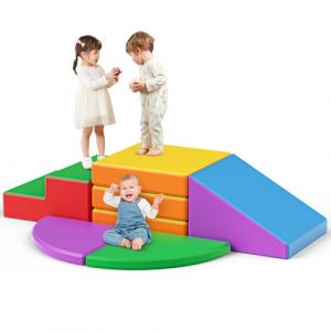 Blocs d'escalade d'int&eacute;rieur en mousse pour enfants, &eacute;chafaudages d'escalade, blocs g&eacute;ants pour se d&eacute;fouler et grimper, pour les tout-petits de 1 &agrave; 3 ans (ensemble de cinq pi&egrave;ces EPE (&eacute;tui en cuir))) (KONTAXIS-PANAGIOTIS, neuf)