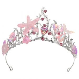 LOLIPPYY Couronne Sir&egrave;ne Oc&eacute;anique Rose &Eacute;paisse Coquillages et Strass, Serrage-t&ecirc;te Sir&egrave;ne Femme Fille, Bandeau Coiffure F&ecirc;te Anniversaire Costume Th&egrave;me Marin, Accessoires Cheveux (altituyse, neuf)