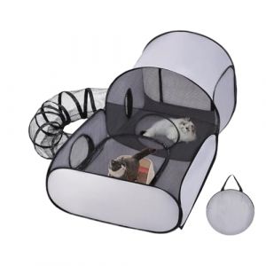 Parc d'Activités pour Chats - Parc d'exercice pour Chaton avec Tente et Tunnel,Tunnel Interactif et Maison à Jouets, Accessoires Portables pour Chiots et Petits Animaux d'Activité (wiqene, neuf)