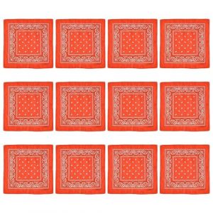 SLXLYH Lot de 12 grands foulards carrés tendance avec imprimé fleur de cajou pour activités de plein air (orange rouge) (anbeidianzi, neuf)