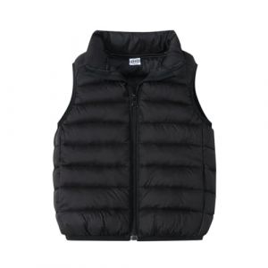 Doudoune Sans Manche Enfant Gar&ccedil;ons Fille Duvet Hiver Matelass&eacute; Veste &agrave; Capuche Gilet Couleur Unie D&eacute;Contract&eacute;e D'Ext&eacute;rieur Chaud Gilets &agrave; Capuche Avec Zipp&eacute;e Manteau En Duvet Sans (Black, 6-7 Years) (Principal-LIKE, neuf)