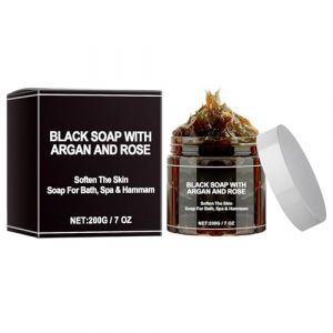 Savon Noir,Savon Exfoliant pour le Corps au Savon Noir,Deep Cleansing and Softening Skin,Convient &agrave; Tous Types Peau (Amito joy, neuf)