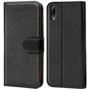 Verco Coque pour Wiko View 3 Lite, Housse Portefeuille pour Wiko View 3 Lite Etui en Cuir Synth&eacute;tique Fonction Stand Case, Noir (ATS-Discounter, neuf)