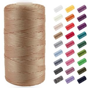 CAMAL Ficelle Nylon Fil Nylon 1.5mm Cordon Bracele 200m Corde Fine Corde pour Bracelet Fil Tress&eacute; pour Bricolage Artisanat, Bonnets, Sac Au Crochet (Caf&eacute; Clair) (CAMAL-UK, neuf)