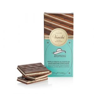 Venchi - Tablette Tiramis&ugrave;, 110 g, Trois Couches &agrave; la Cr&egrave;me de Mascarpone, P&acirc;te de Caf&eacute; et Chocolat Noir, Sans Gluten, Sans Colorants et Sans Conservateurs (Mes Gourmandises, neuf)