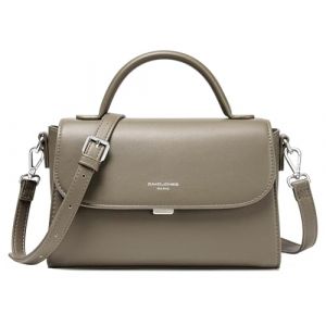 David Jones - Sac Bandoulière Femme - Sac à Main Rabat Simili Cuir PU Porté Epaule - Besace Forme Cartable Taille Moyenne - Sac de Ville Tendance Shopping Elégant Mode - Beige (Crazychic, neuf)