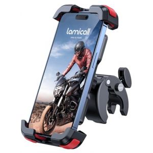 Lamicall Support T&eacute;l&eacute;phone Moto, Support T&eacute;l&eacute;phone V&eacute;lo - Support Guidonavec avec Pince de Guidon &agrave; D&eacute;gagement Rapide pour iPhone 17/16/15/14/13 Pro Max, XS XR SE, Samsung, Smartphone 4.7-6.8", Rouge (LA-Malta-Store, neuf)