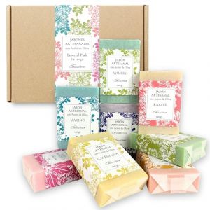 CABRERIZO SOAP Lot de 8 savons naturels faits à la main – Coffret cadeau – Boîte de savon à l'huile d'olive – Set de savon de Castille Naturel – Lot de 8 x 120 g. (Carysu, neuf)