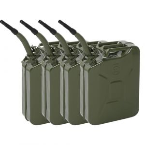 HOBBYZOO Lot de 4 Jerrican Bidon Essence 20L M&eacute;tal avec Bec Verseur, R&eacute;servoir Carburant Portable pour Essence, Diesel et Bio&eacute;thanol (Vert) (HobbyZoo Shop, neuf)