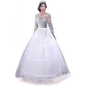 Jupon sous Robe Femme Petticoat Crinoline 2 Cerceau 1 Couche Longue Jupons pour Robes Mariage Soir&eacute;e Jupe Princesse Rockabilly Costume Victorien M&eacute;di&eacute;val Mari&eacute;e Jupes Underskirt Blanc Noir(Blanc,36) (Happy&Princess, neuf)