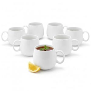 Wilmax - Tasses &agrave; th&eacute; et tasses &agrave; caf&eacute; - Lot de 6-400 ml - Tasses &agrave; caf&eacute; en porcelaine - Set pour th&eacute;, caf&eacute;, cappuccino - porcelaine - Blanc (Wilmax Europe, neuf)