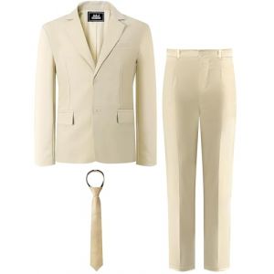 mintgreen Costume Mariage Enfant Garcon, Formal Tenue de Soir&eacute;e F&ecirc;te Pageboy Bal de Promo Veste et Pantalon, Kaki Clair, 7-8 ans, &Eacute;tiquette 8 (A&J DESIGN, neuf)